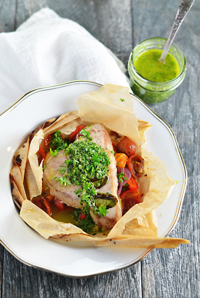 Tuna en Papillote with Italian Salsa Verde